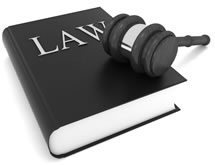 black and white law book icon with gavel