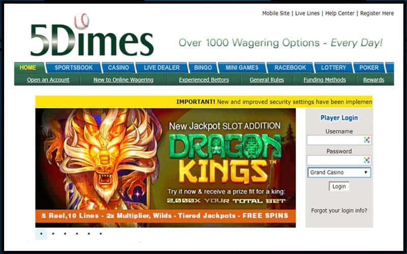 5Dimes Casino screenshot