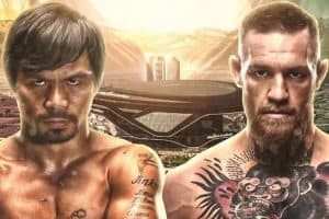 boxing fight promo image of manny pacquiao standing next to conor mcgregor