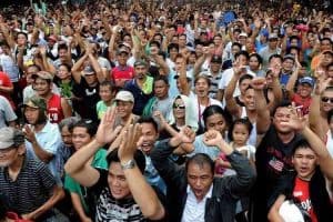 crowd of cheering philippine sports fans