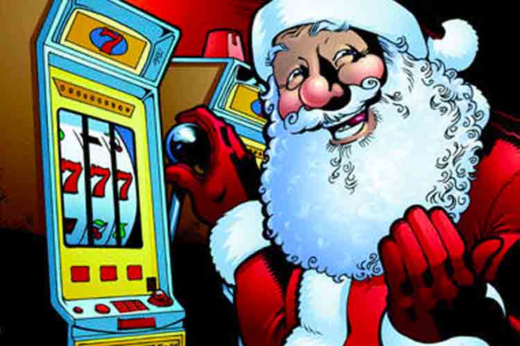 Santa playing slots