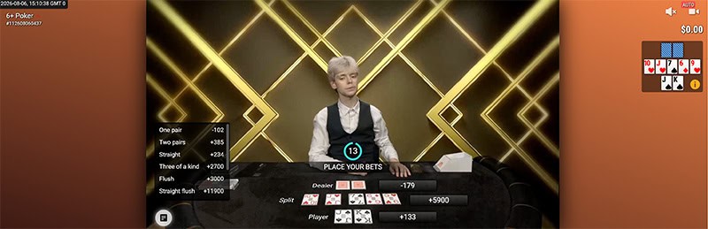 6 plus poker live